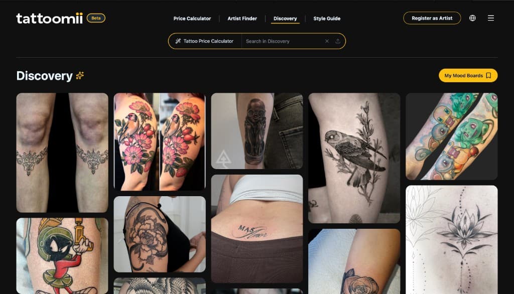 Tattoomii Discovery masonry feed of tattoo inspiration